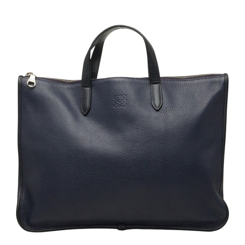 ロエベ アナグラム トレド ブリーフケース ハンドバッグ ビジネスバッグ ネイビー レザー レディース LOEWE【1-0276163】