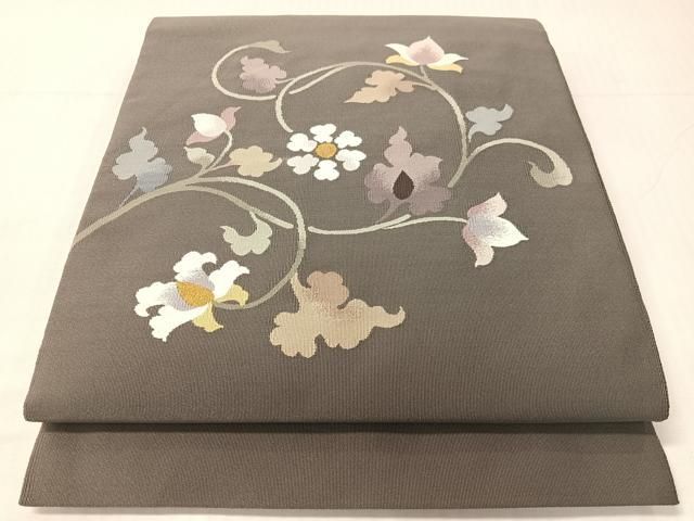 平和屋着物●爪掻き本綴れ　八寸名古屋帯　更紗唐草文　金糸　正絹　逸品　CABH4492vp