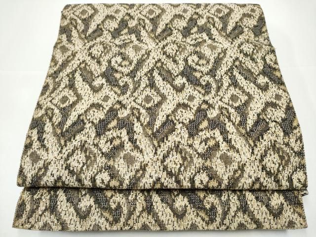 平和屋着物●八寸名古屋帯　イカット柄　金糸　正絹　逸品　CABH4823hy
