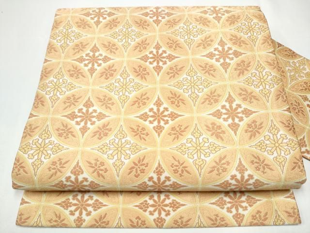 平和屋着物●全通柄　九寸名古屋帯　七宝花文　正絹　逸品　CABH4826hy