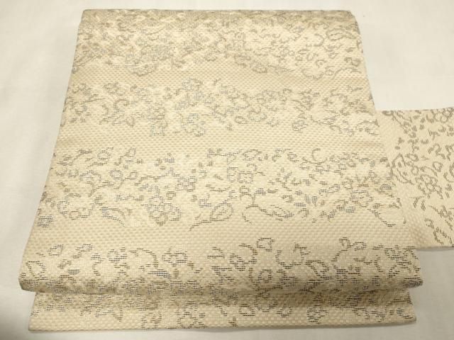 平和屋着物●九寸名古屋帯　草花文　正絹　逸品　CABG9535dy