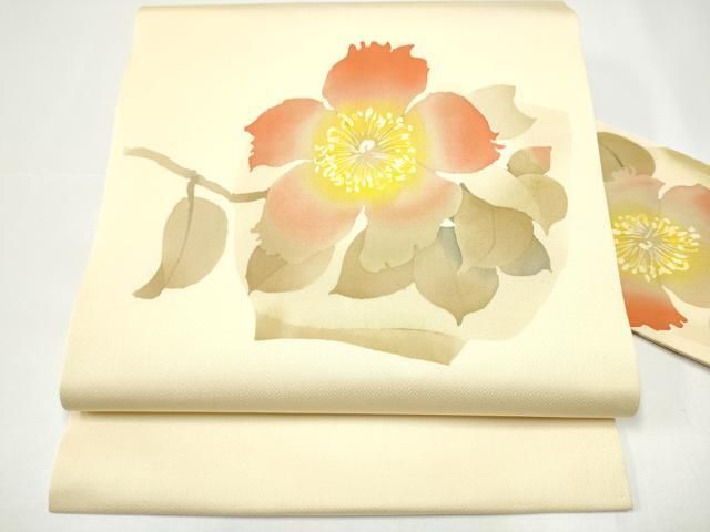 平和屋着物●九寸名古屋帯　作家物　ろうけつ染　枝花文　正絹　逸品　CABH4849hy