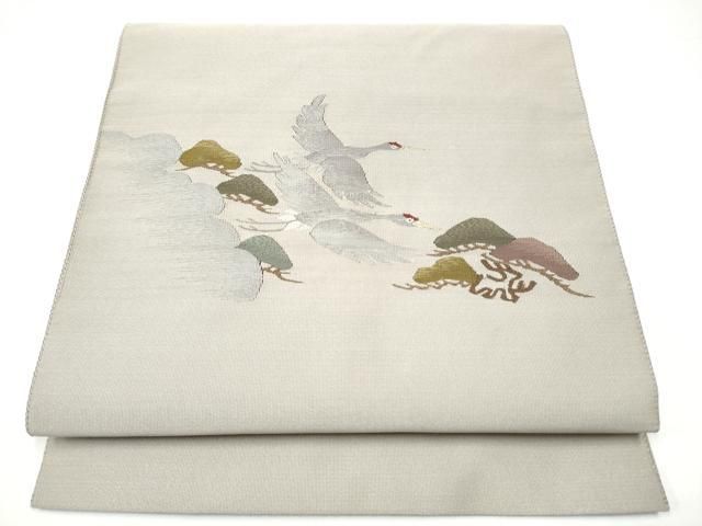 平和屋着物●爪掻き本綴れ　八寸名古屋帯　飛鶴松文　金糸　正絹　逸品　CABH4851hy