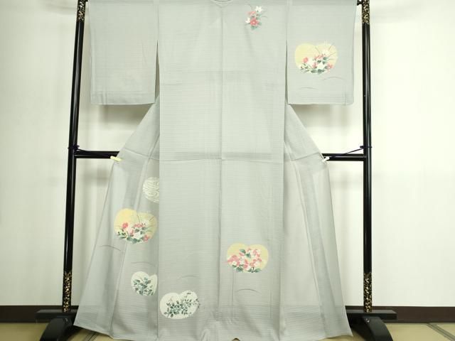 平和屋着物＊夏物　訪問着　変わり絽　友禅　草花文　正絹　逸品　DABG9832sf