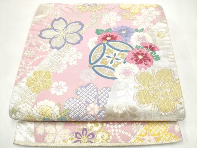 平和屋着物●六通柄袋帯　唐織　七宝花文　金銀糸　正絹　逸品　CABI9154hy