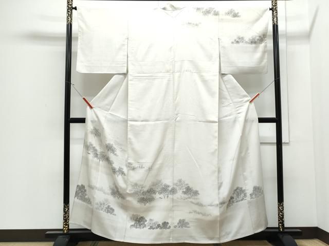 平和屋着物＊夏物　訪問着　紬地　樹林文　正絹　逸品　CABJ0898th