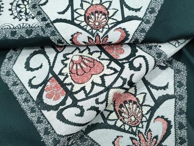 平和屋着物＊夏物　小紋　紗　吉祥花文　銀糸　正絹　逸品　CABJ0909th