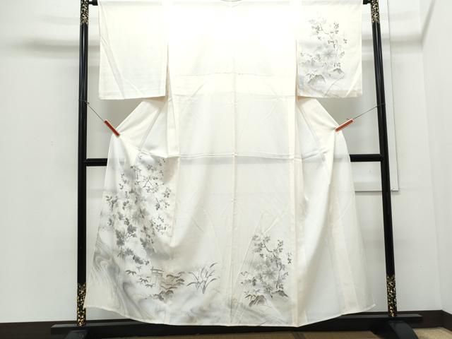 平和屋着物＊夏物　訪問着　絽　草花文　暈し染め　金銀彩　正絹　逸品　CABJ0914th