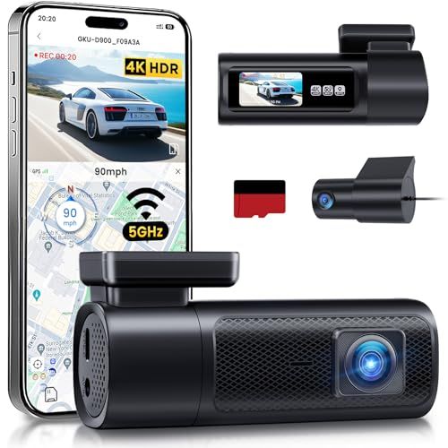 GKU 360° ドライブレコーダー前後【2026年最新4K+1080P UHD超高精細記録】 1.47インチ液晶画面 ドライブレコーダー ドラレコ 前後 小型 800万画素 携帯連携 GPS搭載 360° 回転 LED信号機対応 ノイズ対策 9ad71beb