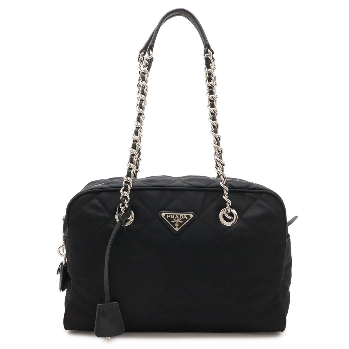 PRADA プラダ インプントゥ チェーンショルダー ショルダーバッグ ナイロン NERO 黒 ブラック シルバー金具 1BB903 国内アウトレット購入品