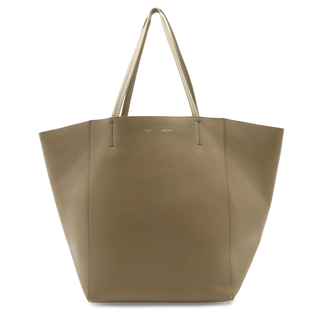 CELINE セリーヌ カバ ファントム ミディアム ベルト トートバッグ ラージトート ショルダーバッグ セミショルダー レザー グレージュ 171053