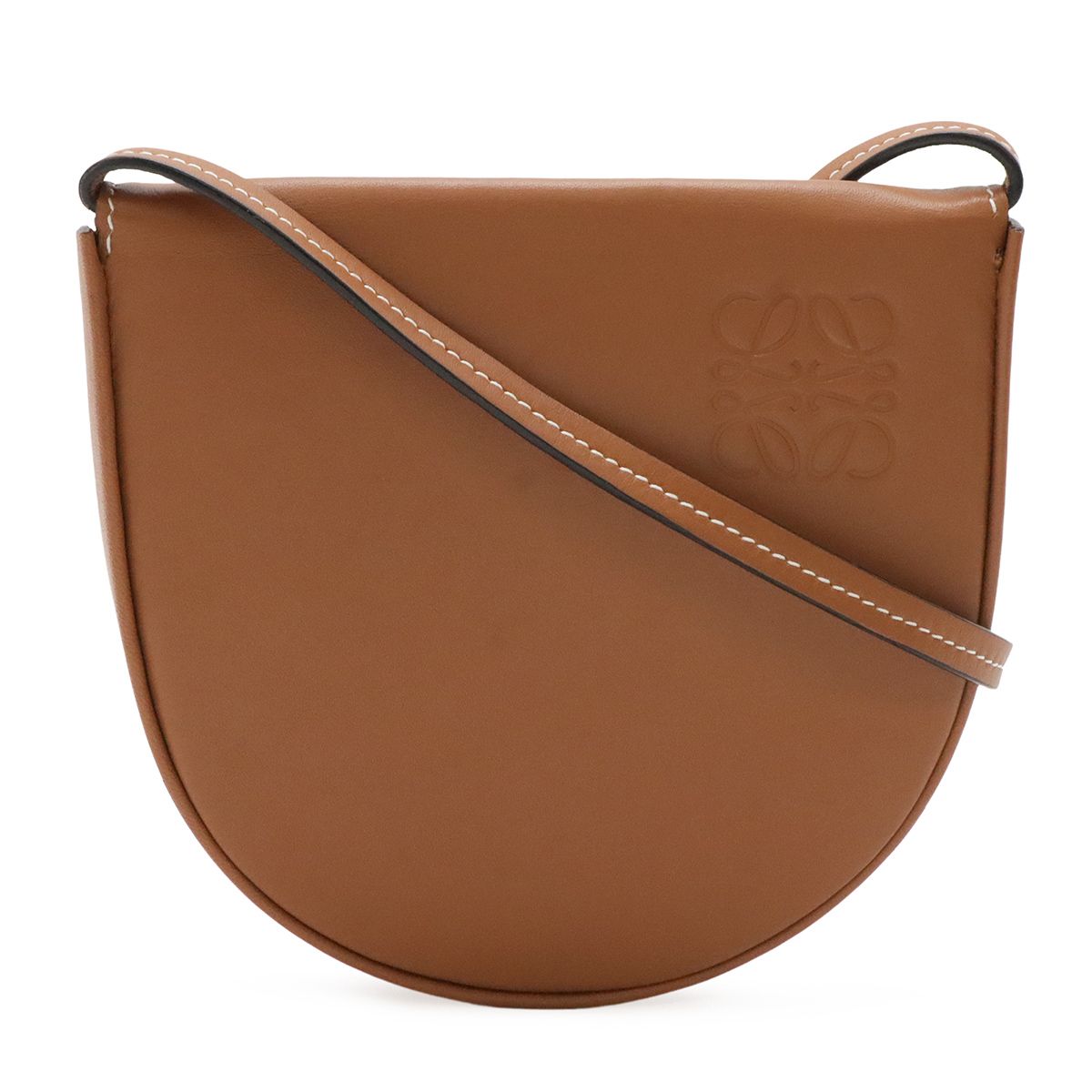 LOEWE ロエベ アナグラム ヒールポーチ スモール ショルダーバッグ ショルダーポーチ ポシェット 斜め掛け カーフ レザー タン 茶 ブラウン