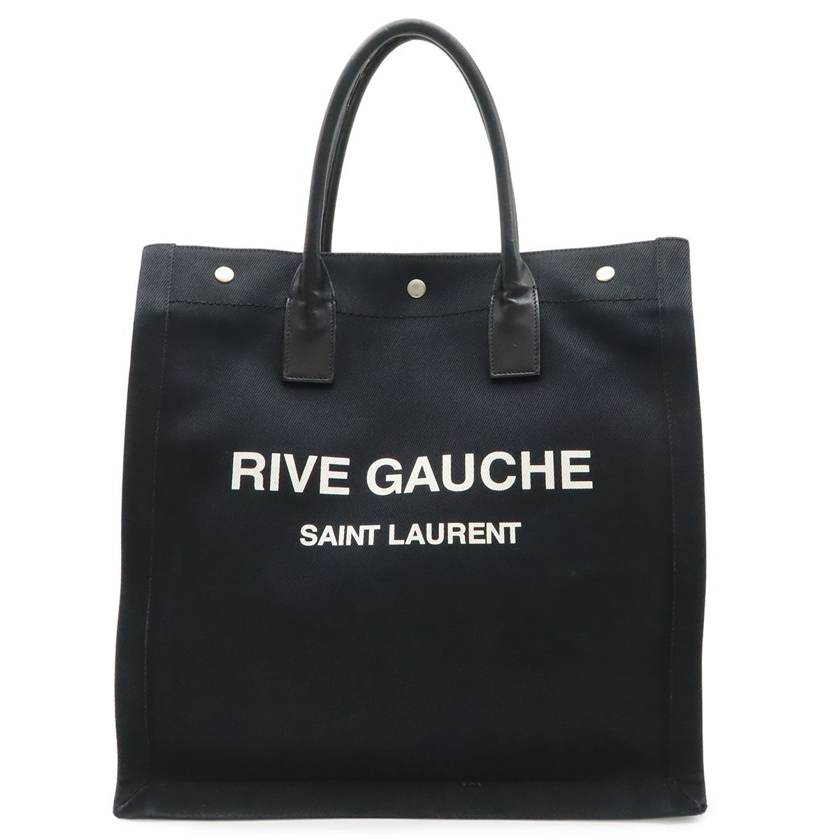 SAINT LAURENT PARIS サン ローラン パリ YSL イブサンローラン RIVE GAUCHE カバ リヴ ゴーシュ トートバッグ キャンバス レザー ブラック 632539