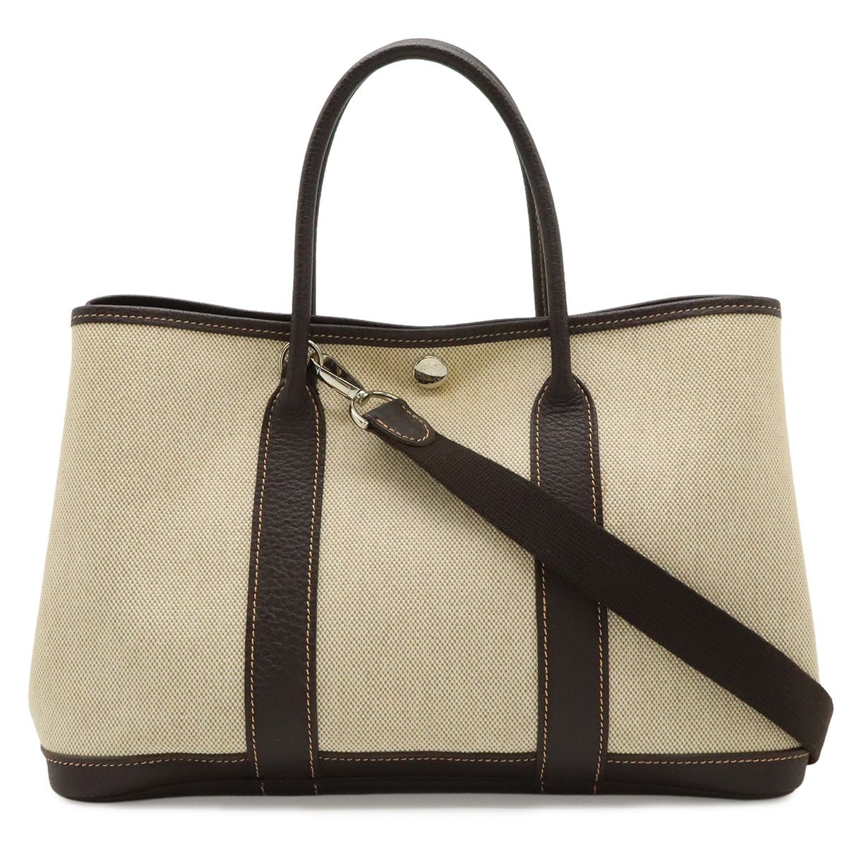 HERMES エルメス ガーデンパーティTPM トートバッグ ハンドバッグ 2WAY ショルダーバッグ 斜め掛け トワルアッシュ レザー ブラウン 茶 ナチュラル