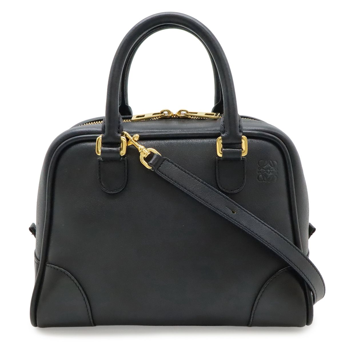 LOEWE ロエベ アナグラム アマソナ75 ハンドバッグ ミニバッグ 2WAY ショルダーバッグ レザー ブラック 黒 シルバー金具 301.30.BL01