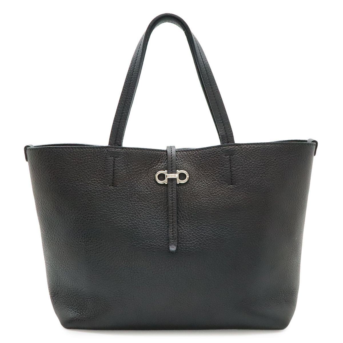 Salvatore Ferragamo サルヴァトーレ フェラガモ ダブルガンチーニ トートバッグ ハンドバッグ レザー ブラック 黒 シルバー金具 FJ-21/C391