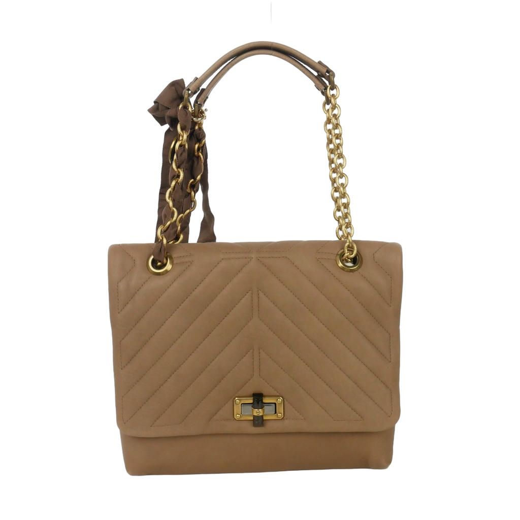 ランバン LANVIN チェーン キルティング ハッピーバッグ ショルダーバッグ ハンドバッグ リボン レザー ベージュ 20,367円