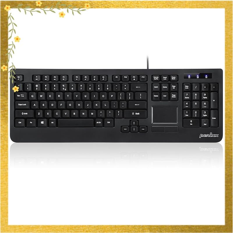 Perixx(ぺリックス) PERIBOARD-513II タッチパッド搭載 有線 スタンダードキーボード テンキー搭載 フルサイズ 業務用 英語配列