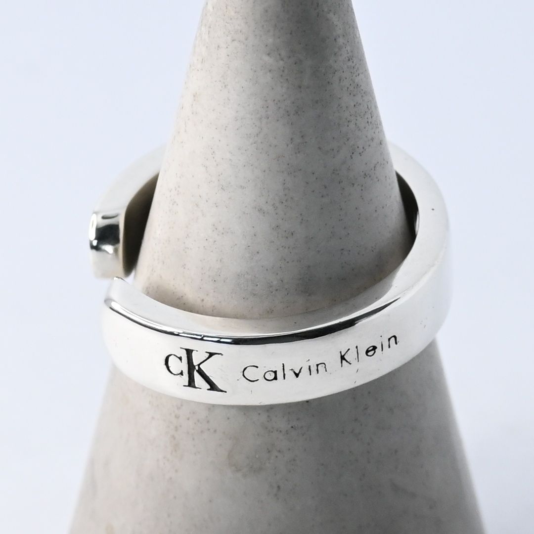 研磨済】Calvin Klein シルバー925 ロゴ リング 指輪 16号 カルバン