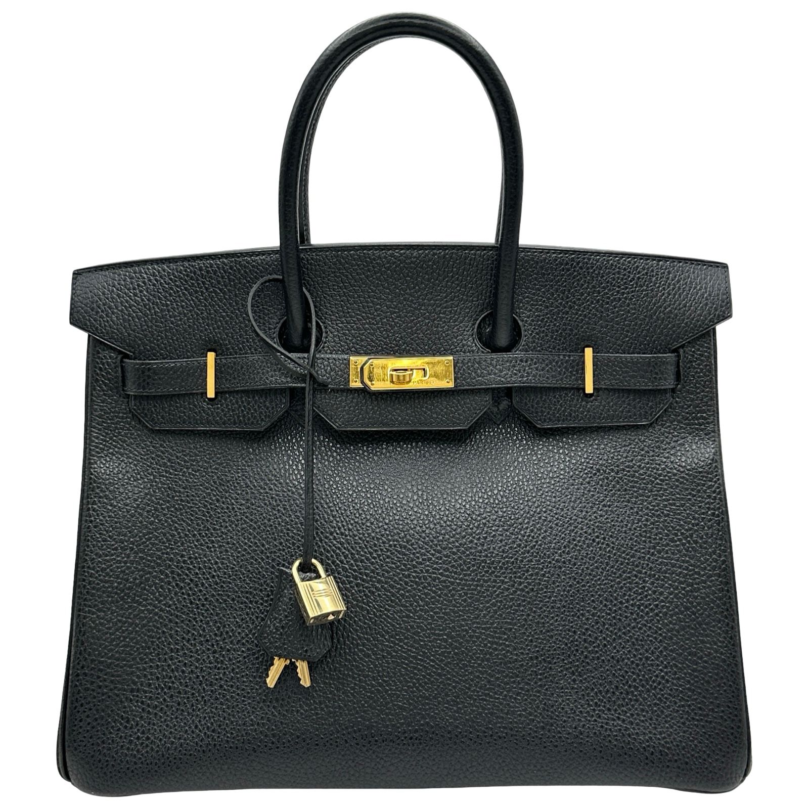 エルメス HERMES バーキン35 □B刻印 ブラック/ゴールド金具 アルデンヌ レディース ハンドバッグ
