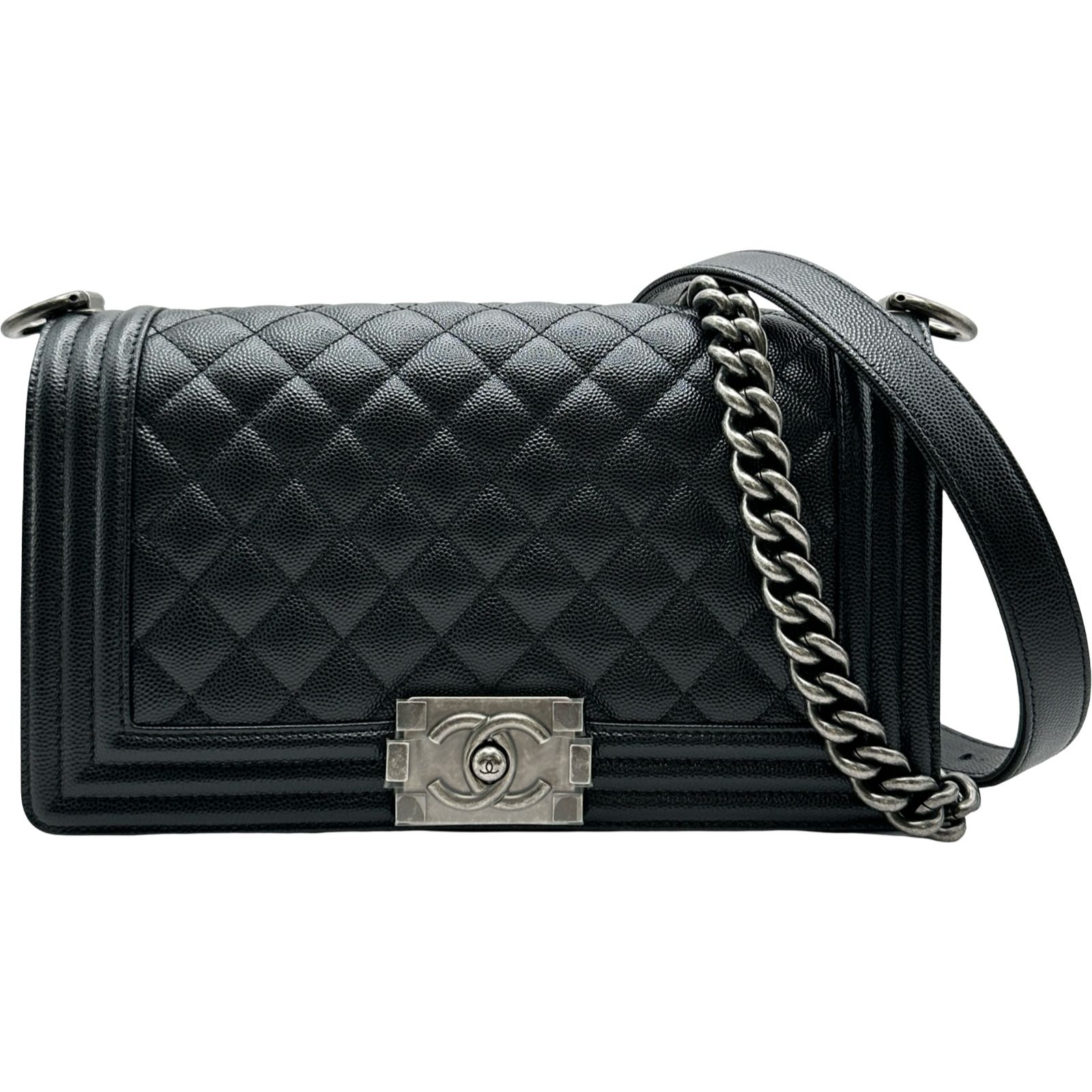 シャネル CHANEL ボーイシャネル25 A67086 ブラック/シルバー金具 キャビアスキン レディース ショルダーバッグ