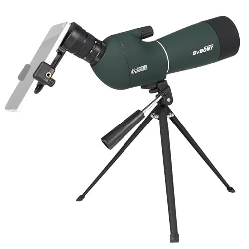 SVBONY SV28PLUS フィールドスコープ 20-60x60mm スポッティングスコープ 望遠鏡 FMC（A5ワインレッドコート) BAK4プリズム IP65防水 野鳥観察 バードウォッチング アーチェリー 自然観察 三脚架台とアップ ebc49f75