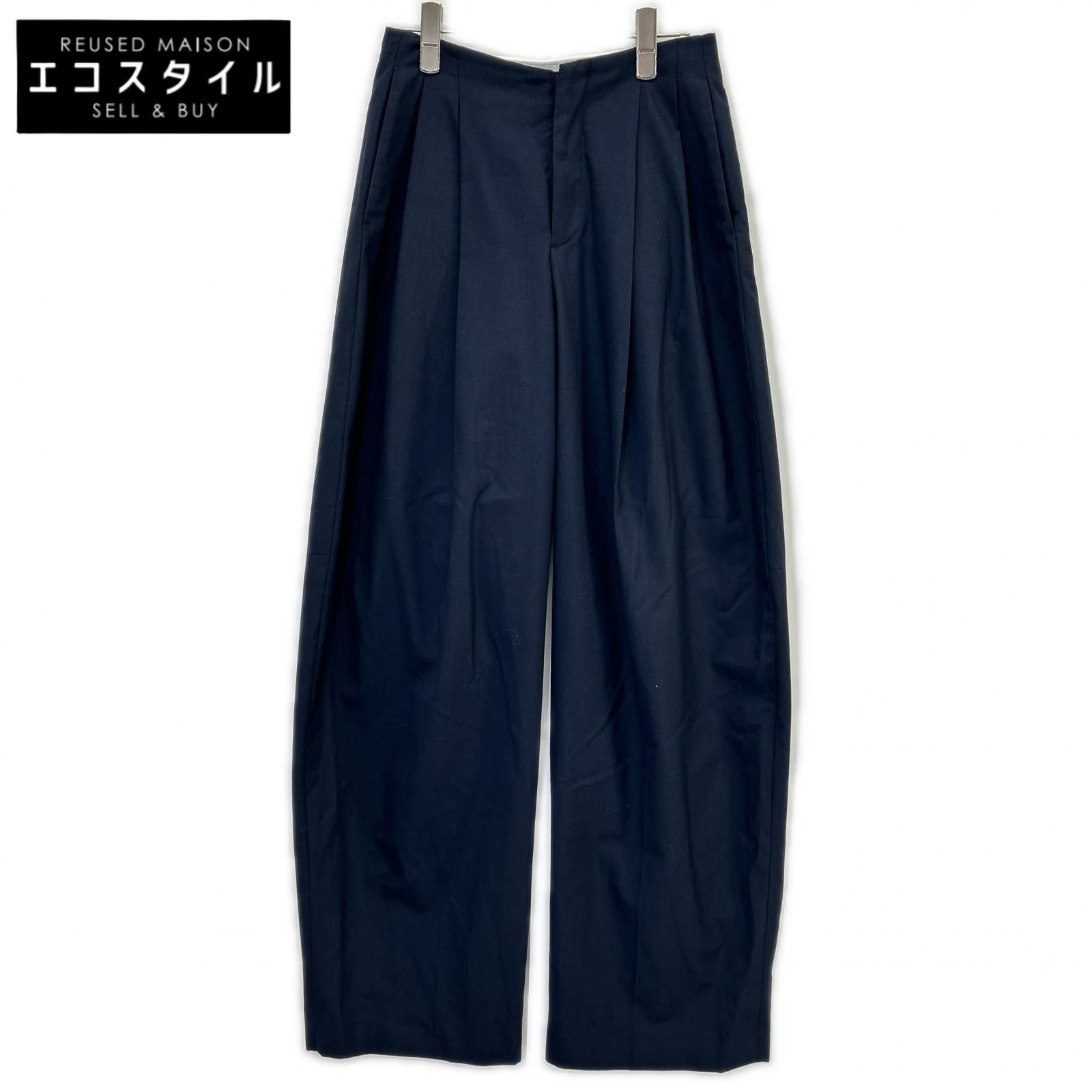 IRENE　アイレネ　25SS 27S88002 ネイビー ウール混 Vライントラウザーパンツ　34