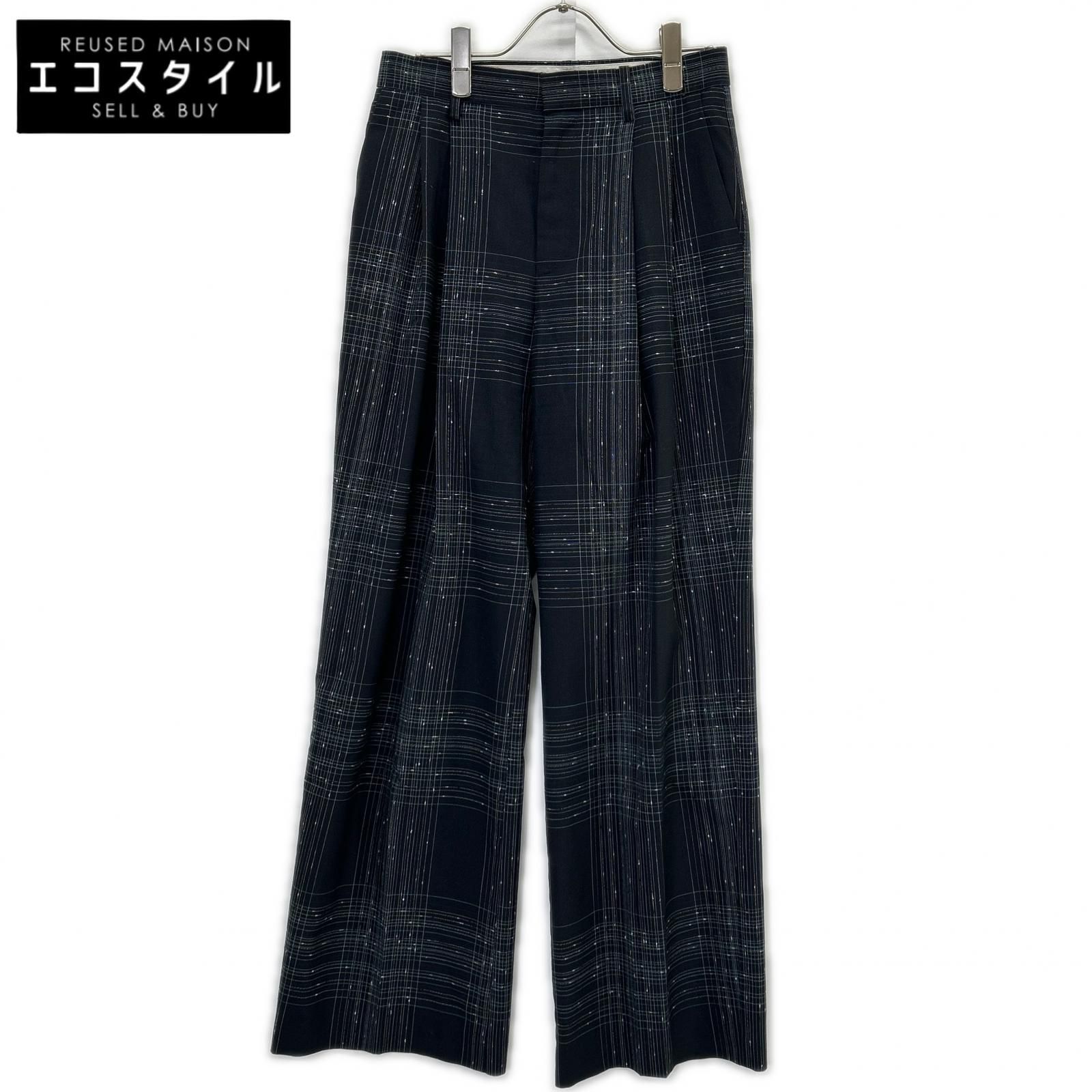 IRENE　アイレネ　25SS 27S88009 ブラック ウール混 ノットステッチライントラウザー　36