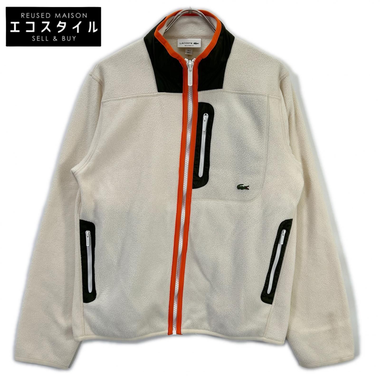 Lacoste　ラコステ　ホワイト パイピングマイクロフリースジャケット　US S