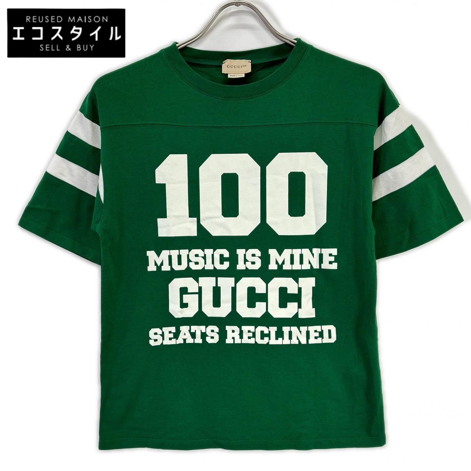 GUCCI　グッチ　661143 グリーン 100周年 MUSIC IS MINE ロゴ Tシャツ　10
