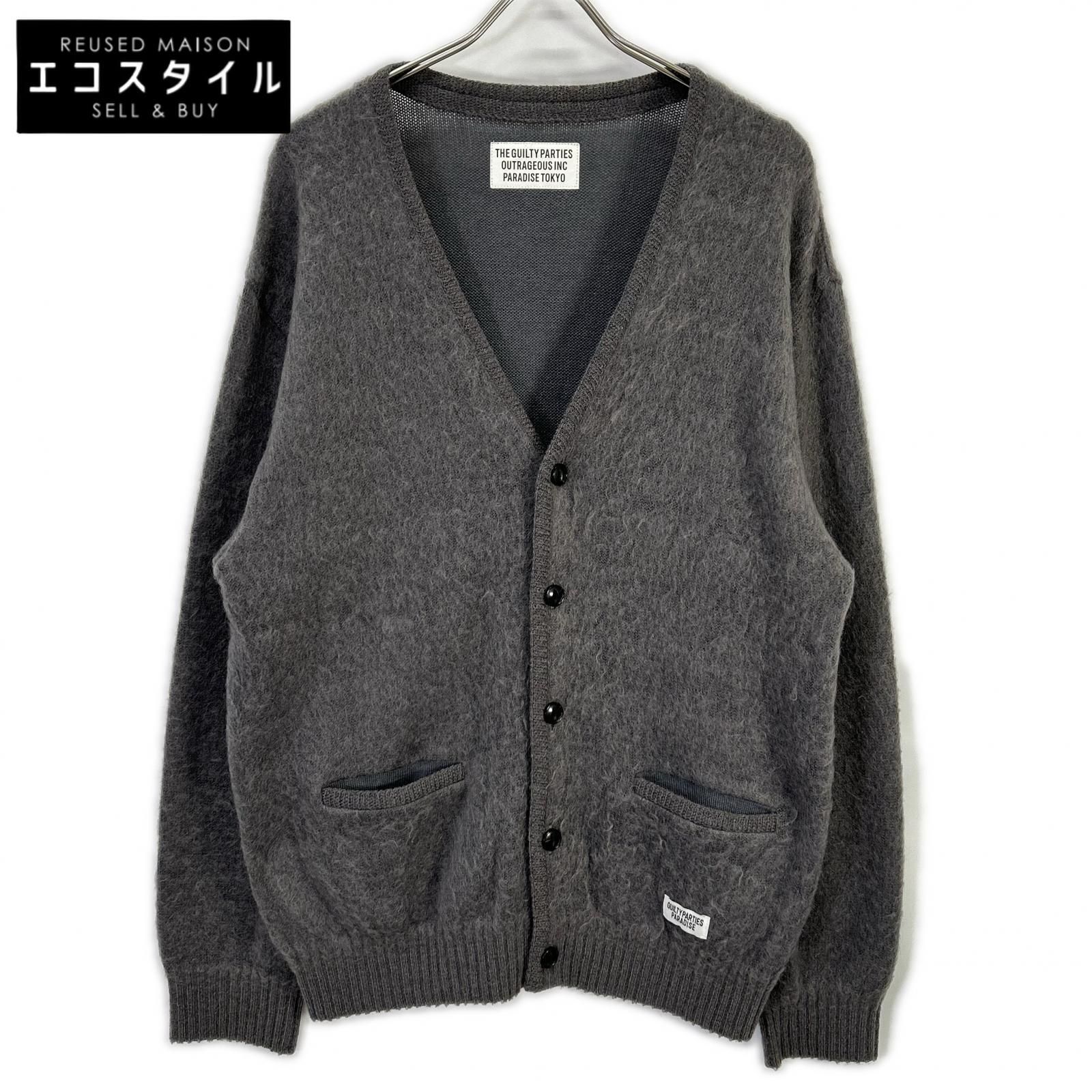 WACKO MARIA ワコマリア グレー ウール混 MOHAIR KNIT CARDIGAN/モヘア