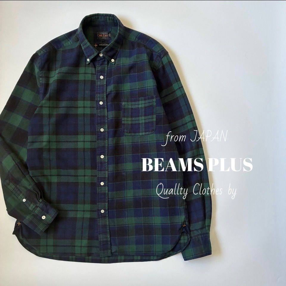 BEAMS PLUS / コットンネル ブラックウォッチ クレイジーパターン ボタンダウンシャツ