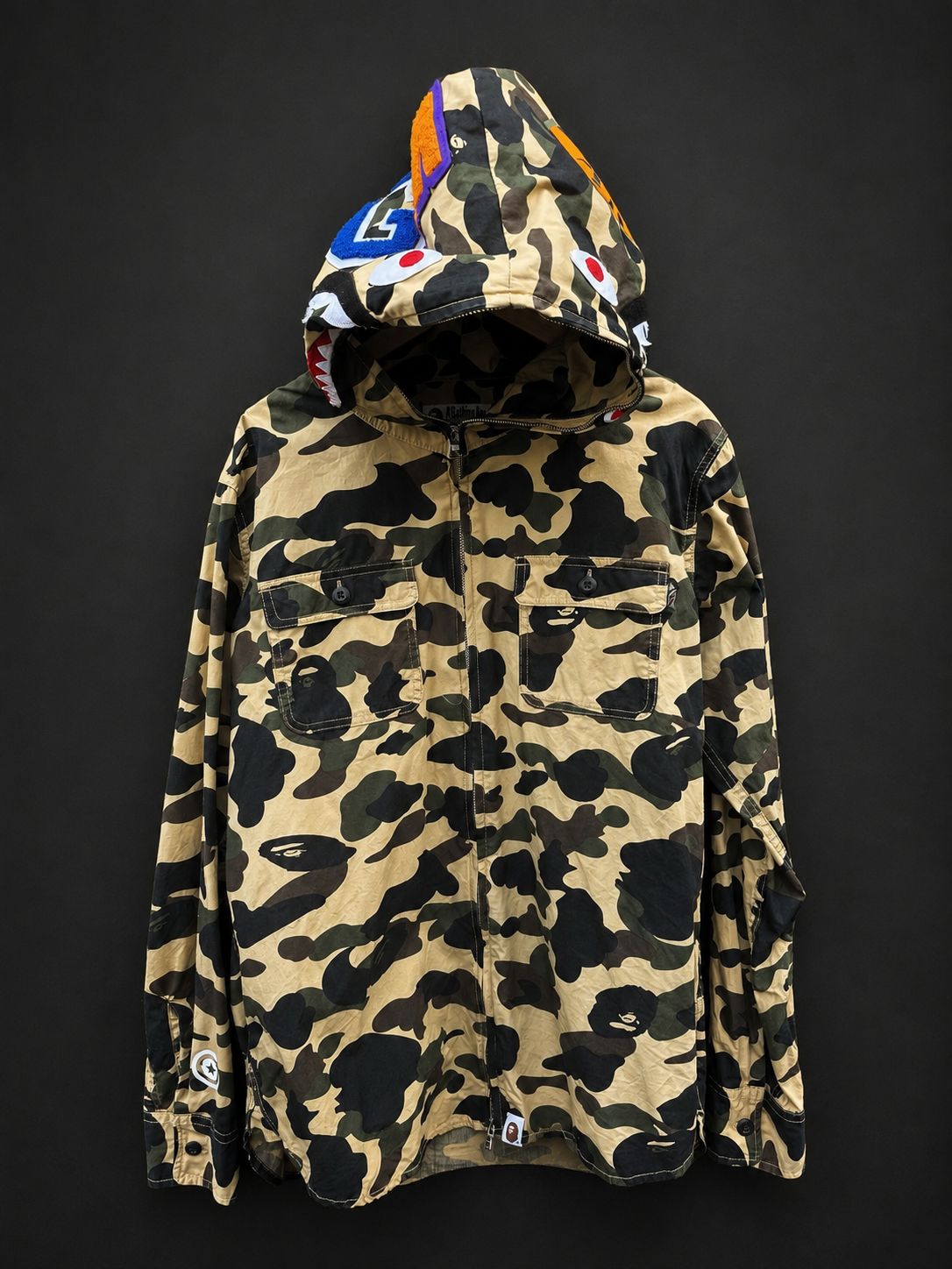 美品 A BATHING APE 1ST CAMO SHARK FULL ZIP HOODIE ア ベイシング エイプ 1st カモ シャーク フルジップ パーカー シャツ ジャケット