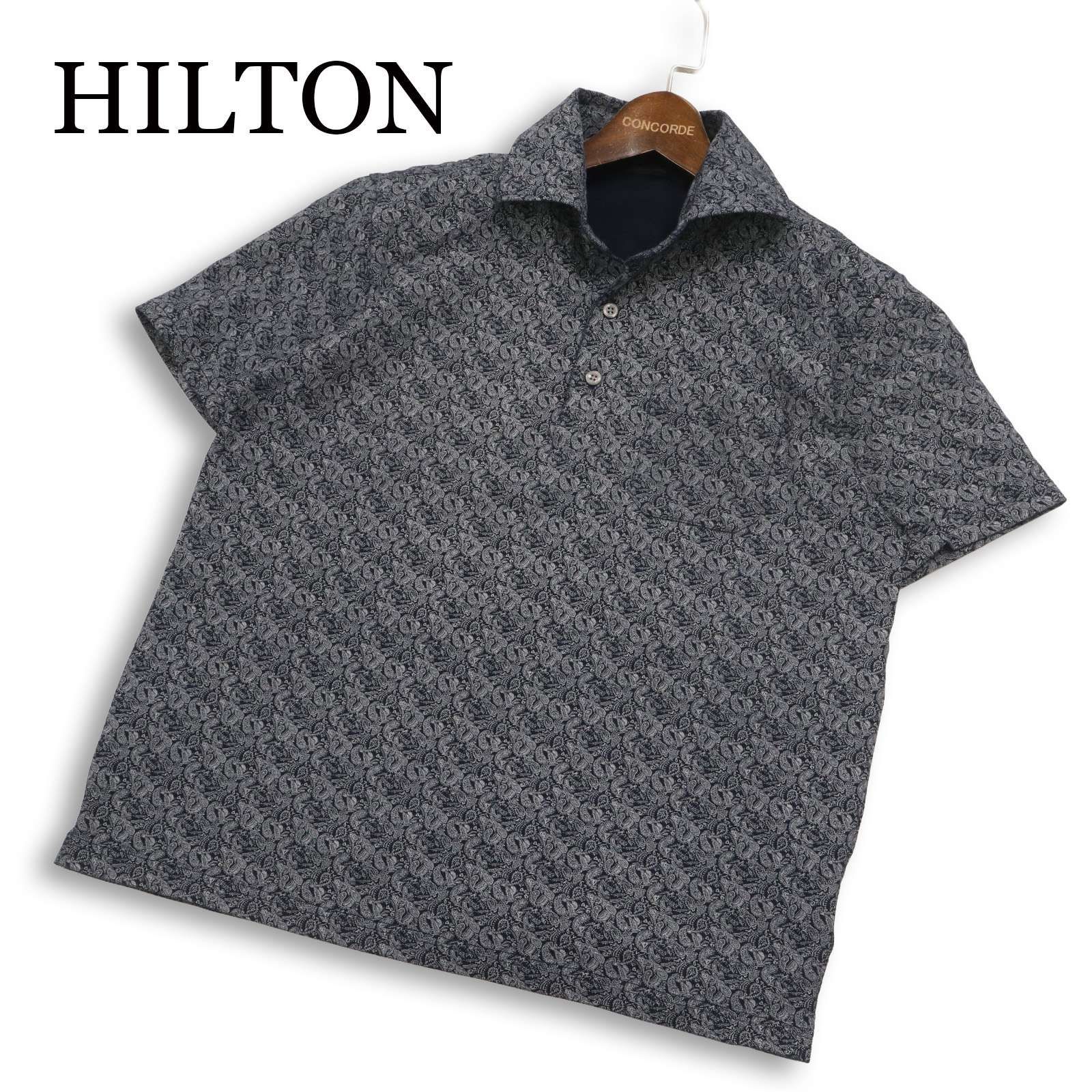 美品】HILTON ヒルトン 春夏☆ 半袖 ペイズリー 総柄 ポロシャツ 日本
