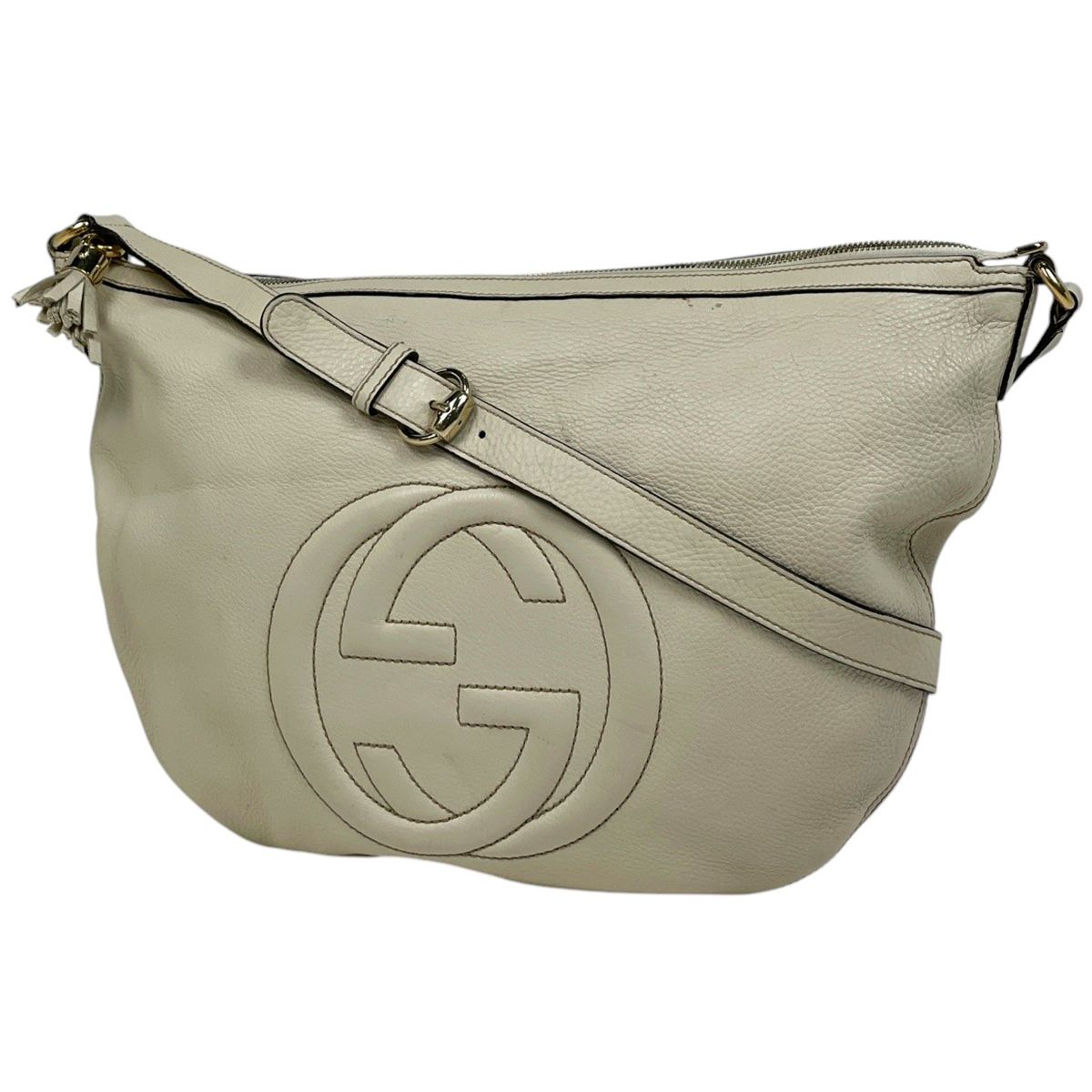 グッチ GUCCI ソーホー ショルダーバッグ インターロッキングG レザー アイボリー 295175 レディース 【中古】