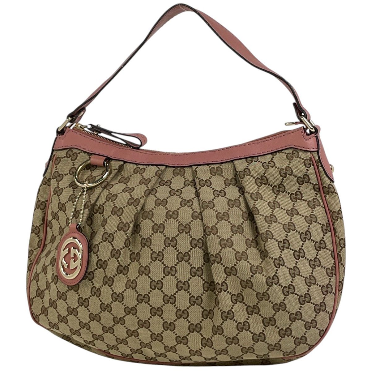 グッチ GUCCI GG柄 スーキー ショルダーバッグ GGキャンバス ベージュ ピンク 232955 レディース 【中古】
