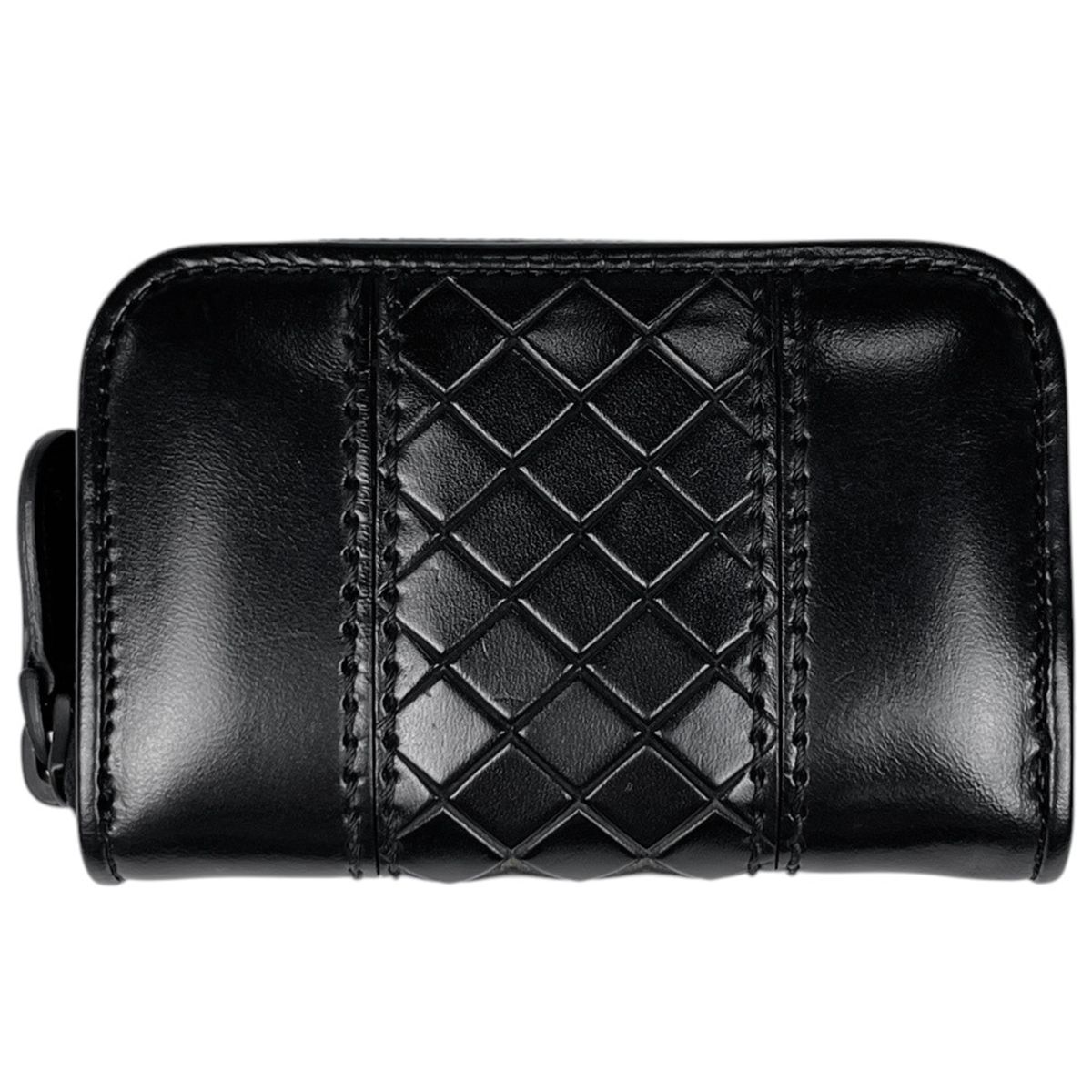 ボッテガヴェネタ BOTTEGAVENETA イントレチャート コインケース カードケース レザー ブラック 114075 レディース 【中古】