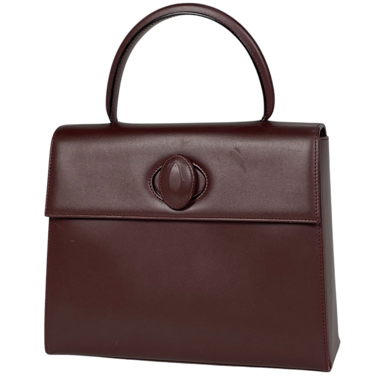 カルティエ CARTIER マストライン ハンドバッグ レザー ボルドー レディース 【中古】