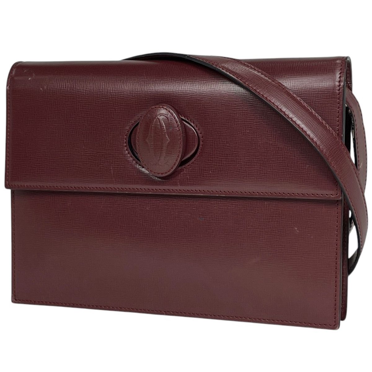 カルティエ CARTIER マストライン ショルダーバッグ レザー ボルドー レディース 【中古】