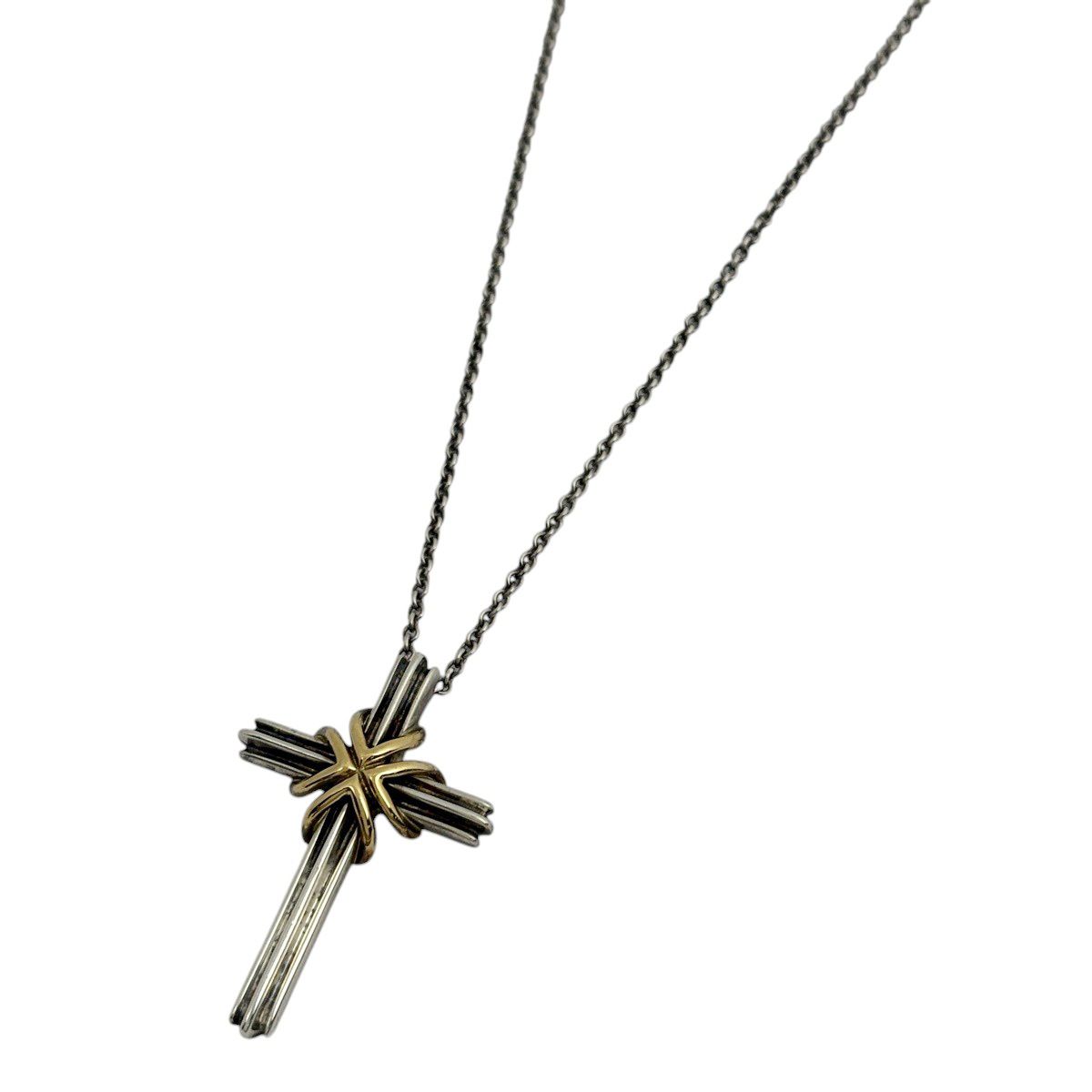 ティファニー TIFFANY&Co. シグネチャークロス ネックレス 十字架 K18 シルバー925 750 シルバー ゴールド レディース 【中古】
