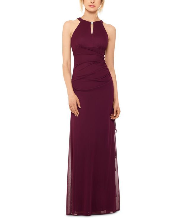 ベッツィアンドアダム レディース トップス ワンピース ギャザー ホルター Betsy Adam BA by Betsy and Adam Ruched Halter Gown 2P16 Garnet