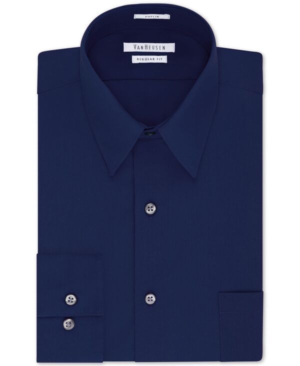 ヴァンハウセン メンズ トップス シャツ Van Heusen Mens Poplin Dress Shirt Classic Athletic Fit Persian Blue ブルー
