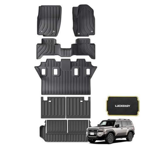 R◆LUCKEASY トヨタ ランドクルーザー 250系 ランクル250 7人乗り 専用 フロアマット+ラゲッジマット+背もたれカバー 防水マット TPE素材 耐汚れ 取付簡単 内装パーツ カスタムパーツ アクセサリー 7Pセット (Land edea15ca
