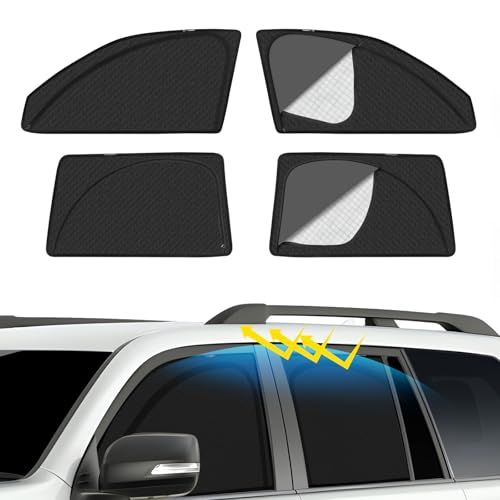 ランドクルーザープラド 150系後期 車種専用 メッシュカーテン サンシェード 遮光 換気 Prado 150 サイド用 2in1 カーテン 日除け 虫避け マグネット カーシェード 通風 UVカット運転席 助手席 インテリア アクセサリー 5a6eaeda