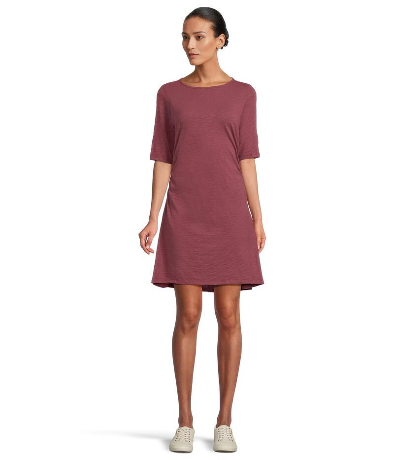 モッドドック レディース トップス ワンピース Mododoc Elbow Sleeve Below The Knee Shirredress Zinfandel