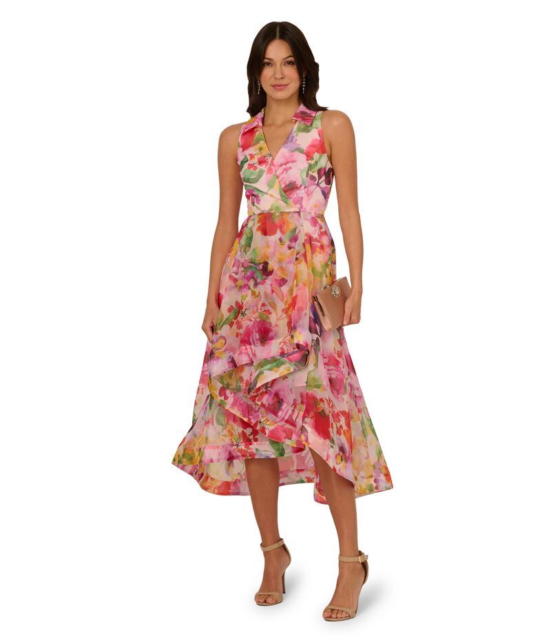 アドリアナ パペル レディース トップス ワンピース プリント Adrianna Papell Printed HighLow Dress Pink Multi 1 ピンク