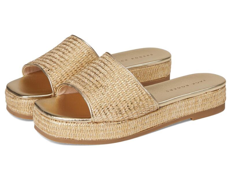 ジャックロジャース レディース シューズ サンダル Jack Rogers Bay Flatform Sandal Raffia Gold ゴールド