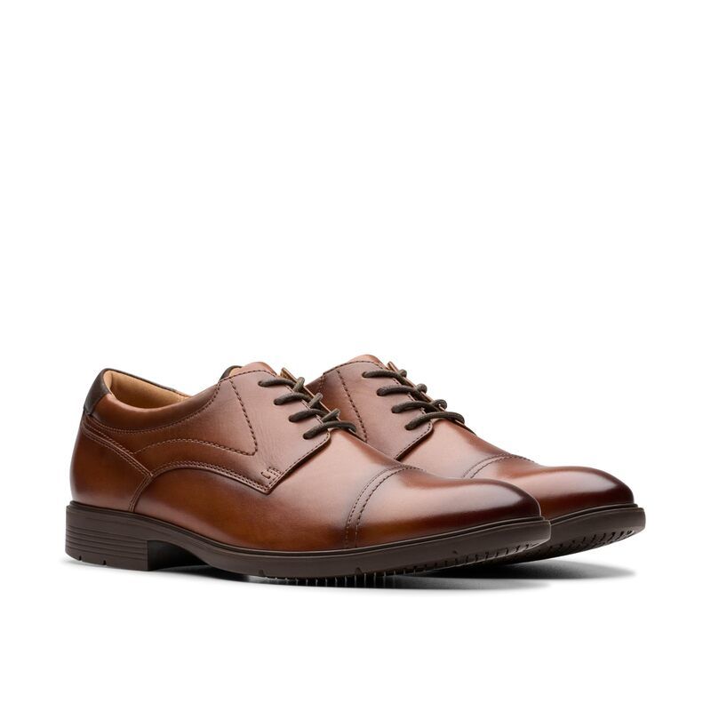 クラークス メンズ シューズ オックスフォード キャップ Clarks Eldredge Cap Dark Tan Leathe タン