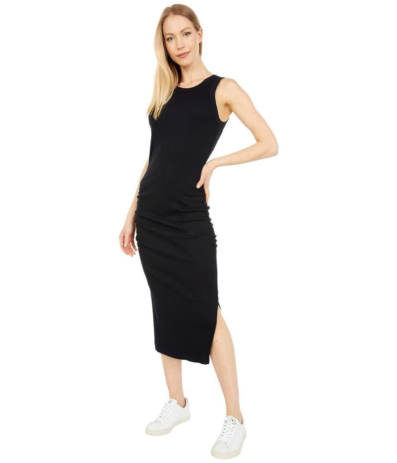 マイケルスターズ レディース トップス ワンピース ミディ Michael Stars Wren Ultra Rib Midi Dress wSlit Black ブラック