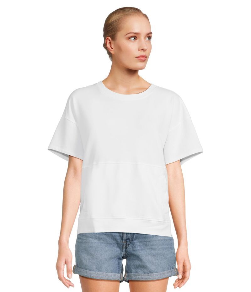 モッドドック レディース アウター パーカー・スウェット シャツ Mododoc Short Sleeve Boxy Oversized Sweatshirt White ホワイト
